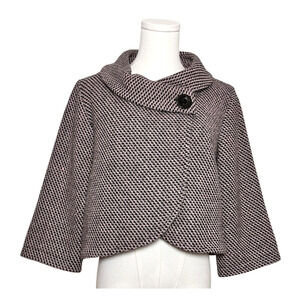 Sashimi Anthropologie Pink Black Tweed Capelet Cropped Jacket Medium